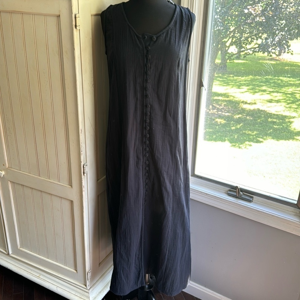 Soft Surroundings NWT Relaxed Boho Black Samora Sleeveless Guaze Maxi Dress